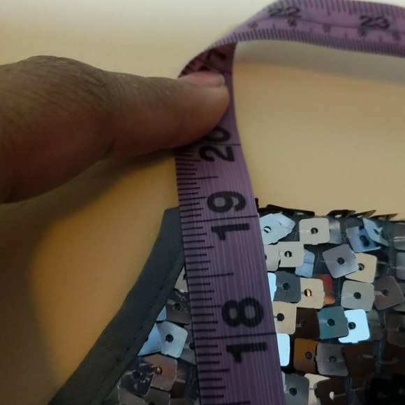 Joe Fresh| NWT Silver Spaghetti Strap Square Sequined Dress - Picture 8 of 13